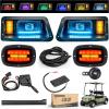 image10L0L Deluxe Golf Cart Light Kit for Yamaha G14 G16 G19 G22 Full Headlight Taillight with RGB Daytime Running Lamp Low High Beam Turn Signal Horn Brake Pad Hazard Light Function
