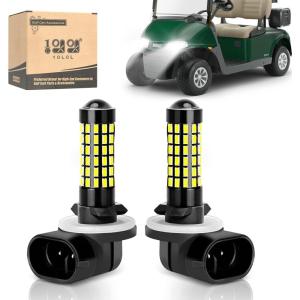 image10L0L 881 Golf Cart Headlight Bulb Lights for EZGO Club Car DS Precedent Super Bright Fog Light Bulbs Golf Cart Light Kit White Must Input 12V Pack of 2