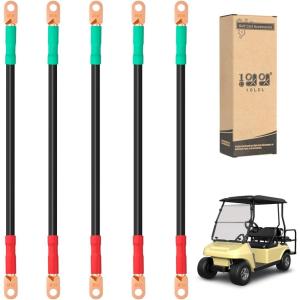 image10L0L Golf Cart Heavy Duty Battery Cables Wiring Kit 4 Gauge Fits Club Car DS Precedent Tempo Onward 36V or 48V 14 Inch 5PackStyleA