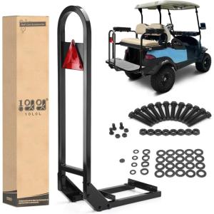 image10L0L Universal Stable Golf Cart Rear Seat Safety Grab Bar Hand Rail for Yamaha EZGO Club Car Add Safety to Rear Passengers Fits Most Golf Cart with Flip Seat Black