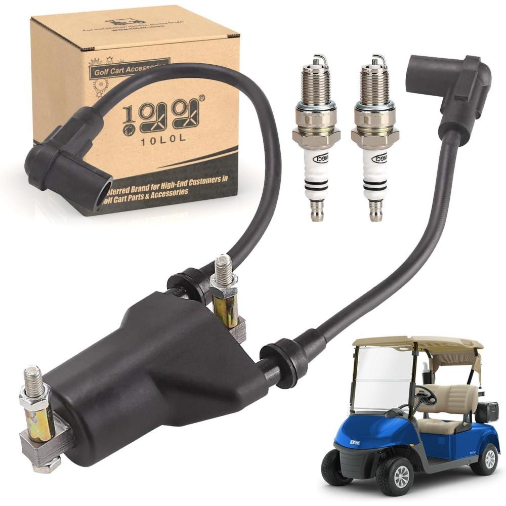image10L0L Golf Cart EZGO Dual Ignition Coil with Spark Plugs for EZGO 4Cycle 19912002 PreMCI EngineRobin 295CC Robin 350CC Gas Models OEM 26652G01EPIGC103