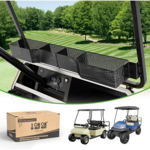 image10L0L Golf Cart Storage Basket  Heavy Duty Front Dash Organizer for EZGO TXTRXV ampamp Club Car DSPrecedent  Steel Metal Utility Tray with 4 Secure Compartments Drilling RequiredFor Club Car DSPrecedent