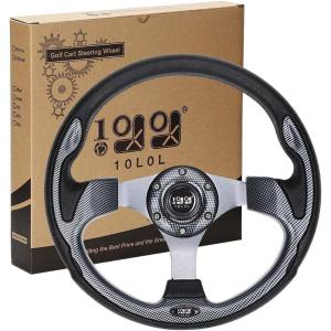 image10L0L Universal Golf Cart Steering Wheel for EZGO TXT RXV Club Car DS Precedent Yamaha  125 inch  Adapter OptionalSilver Gray