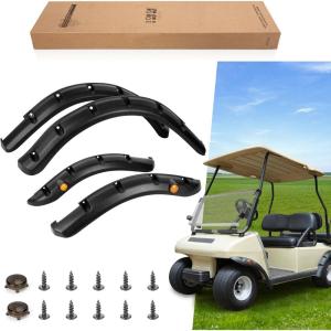 imageGolf Cart Fender Flares for Club Car DS 1993Up Set of 4 Front ampamp Rear Durable Black Plastic with Amber Reflectors ampamp Stainless Steel Screws  Fits Gas ampamp Electric Models