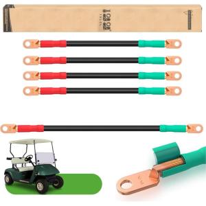 image10L0L Golf Cart Battery Cables Set for EZGO TXT 1994Up 36Volt48 Volt 4 Gauge 5PCS HeavyDuty ACDC Golf Cart Battery CableGreenBlackRed