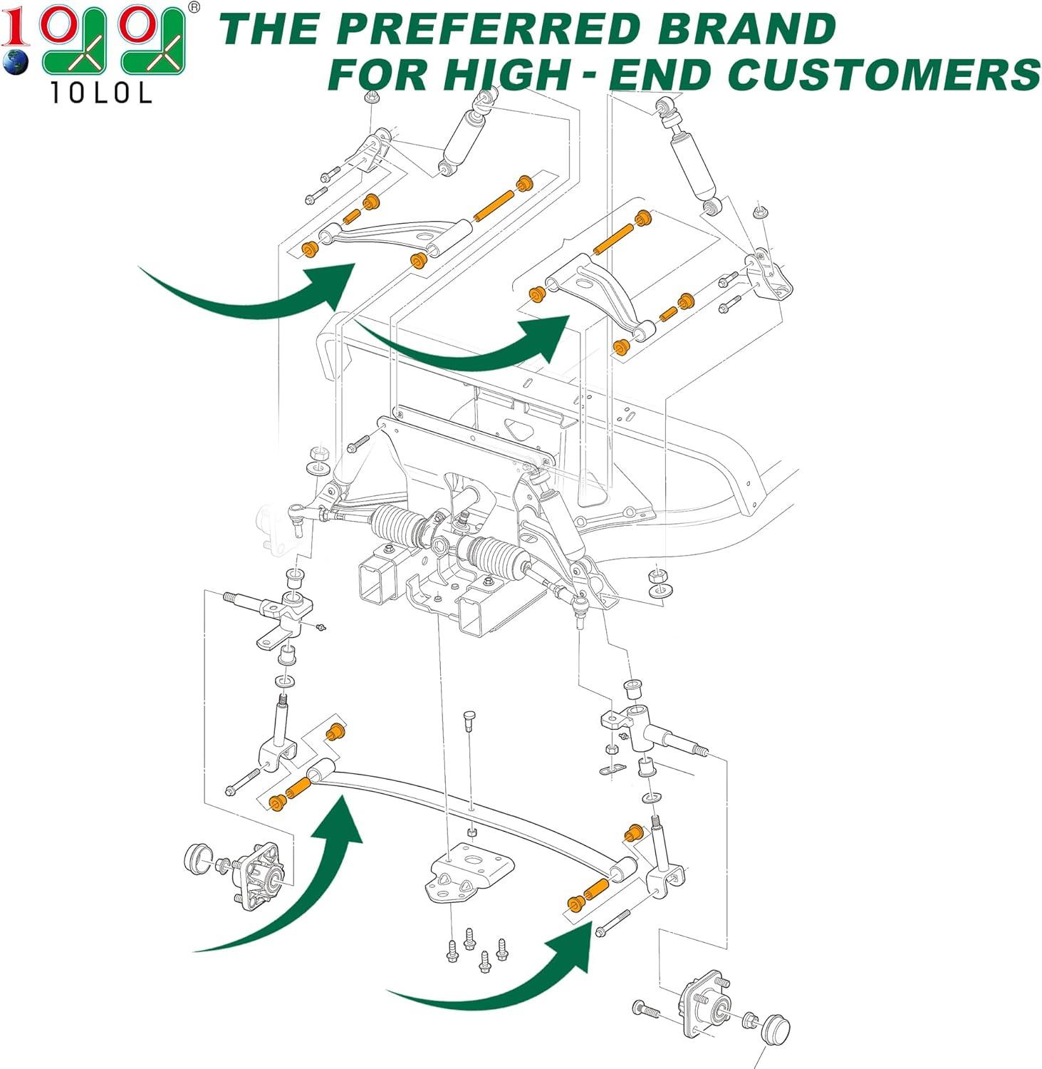 image10L0L Complete Golf Cart Bushing Sleeve kit for Club Car Precedent 2004up Golf Cart Replace OEM 102506601 102506301 102506401 102287401 102288101 102287601 102287701Front
