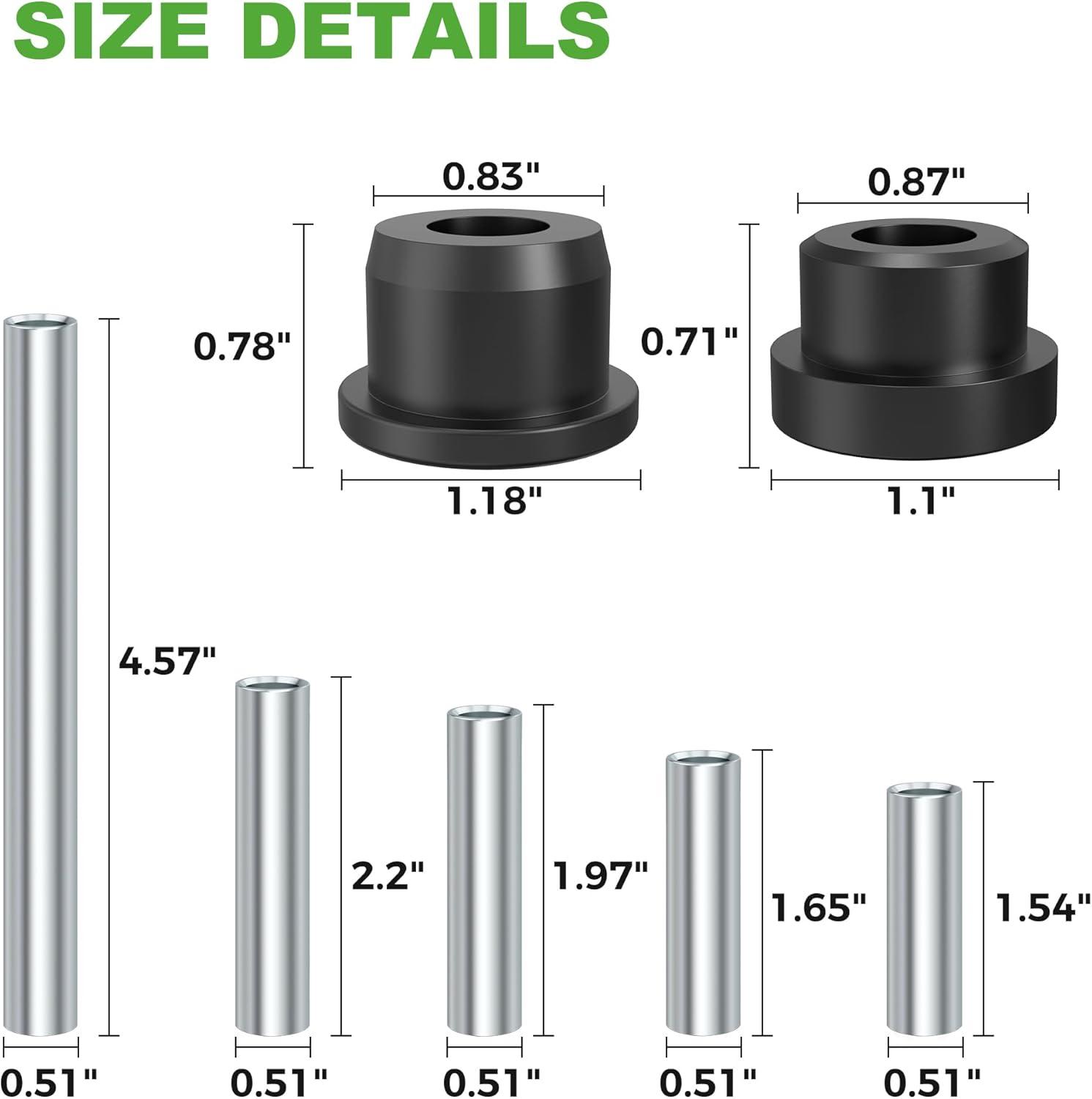 image10L0L Complete Golf Cart Bushing Sleeve kit for Club Car Precedent 2004up Golf Cart Replace OEM 102506601 102506301 102506401 102287401 102288101 102287601 102287701Front and Rear