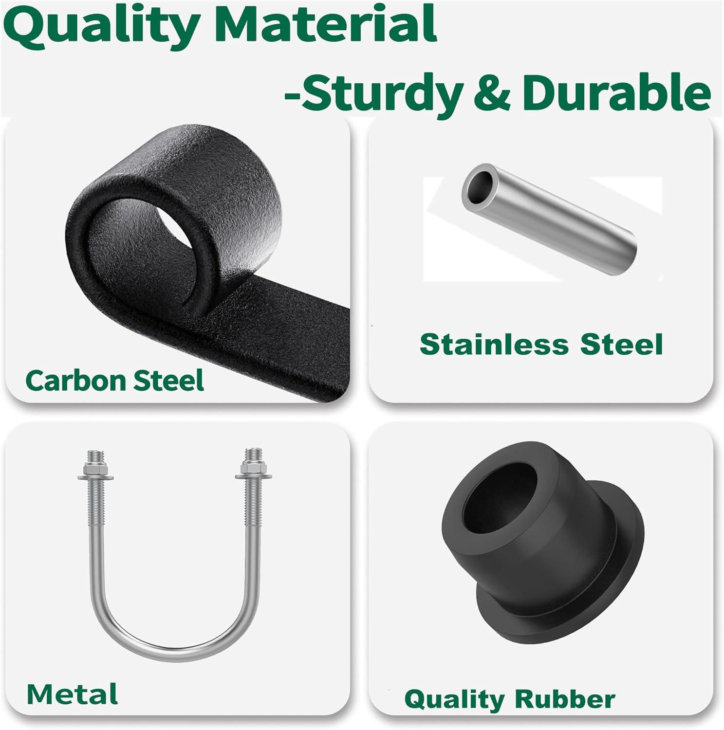 image10L0L Golf Cart Heavy Duty 4Leaf Rear Leaf Spring Kit for Club Car PrecedentOnwardTempo 2004up with Bushings Sleeves U Bolts Replace OEM 102509301 102513001