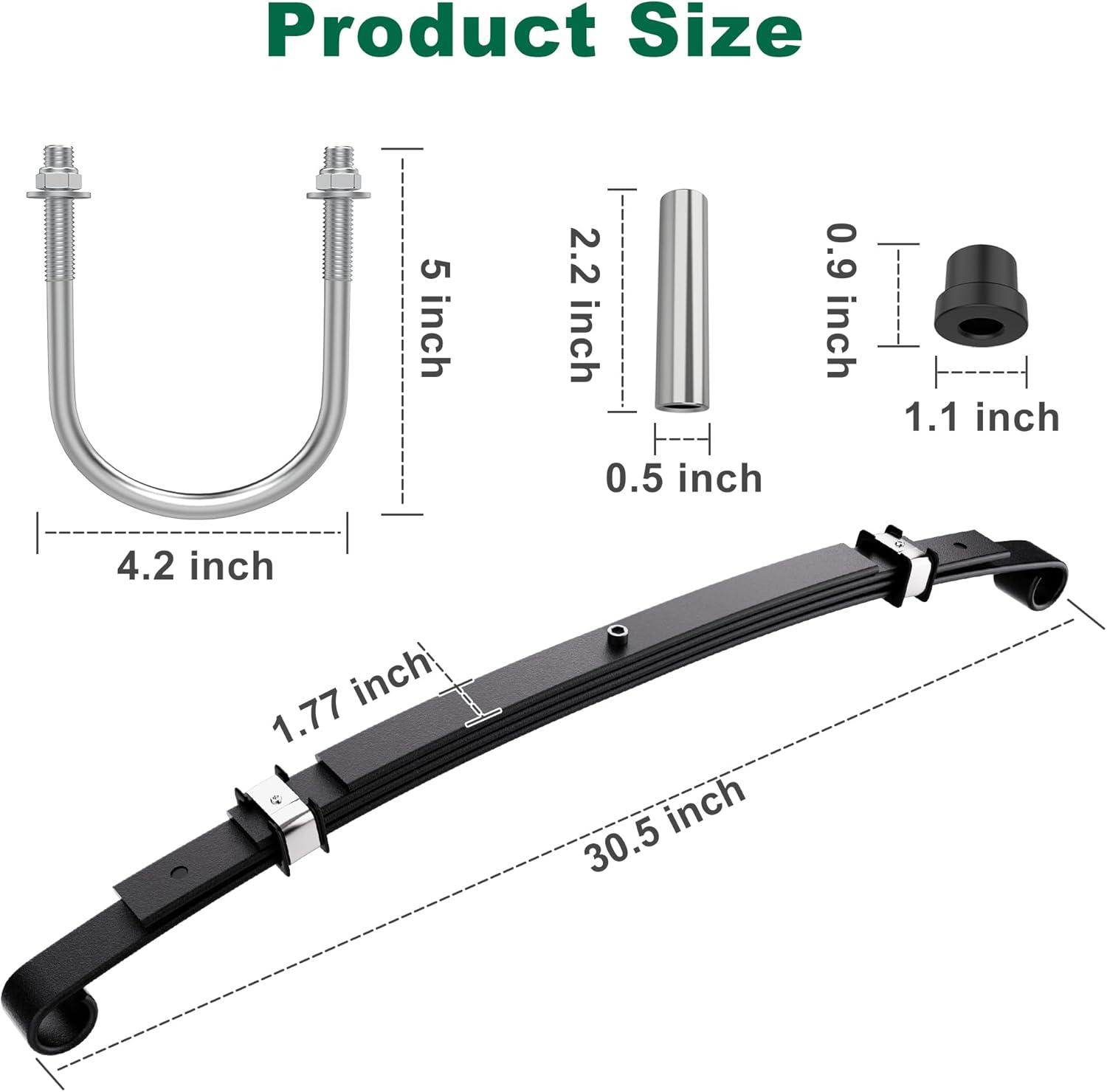 image10L0L Golf Cart Heavy Duty 4Leaf Rear Leaf Spring Kit for Club Car PrecedentOnwardTempo 2004up with Bushings Sleeves U Bolts Replace OEM 102509301 102513001