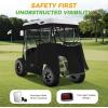 image:image10L0L 2 Passenger TrackStyle Golf Cart Enclosure Cover for EZGO TXT 600D HeavyDuty Fabric Windproof Waterproof amp Insulated Rain Cover Easy RollUp Driving Enclosure with Awning TrackBlack