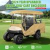 image:image10L0L Golf Cart Enclosure 4 Passenger 86 Extended Roof for Yamaha Club Car Tempo Onward EZGO 4Seater 600D Waterproof Rain CoverTransparent Tail Light Panel 4Sided Clear WindowsKhaki Gray