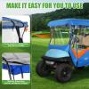 image:image10L0L Golf Cart Enclosure 4 Passenger 86 Extended Roof for Yamaha Club Car Tempo Onward EZGO 4Seater 600D Waterproof Rain CoverTransparent Tail Light Panel 4Sided Clear WindowsBlue Orange