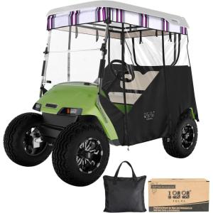 image:image10L0L 2 Passenger TrackStyle Golf Cart Enclosure Cover for EZGO TXT 600D HeavyDuty Fabric Windproof Waterproof amp Insulated Rain Cover Easy RollUp Driving Enclosure with Awning TrackColorful