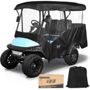 image:image10L0L Golf Cart Enclosure 4 Passenger 86 Extended Roof for Yamaha Club Car Tempo Onward EZGO 4Seater 600D Waterproof Rain CoverTransparent Tail Light Panel 4Sided Clear WindowsBlack
