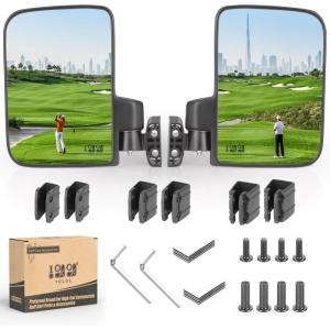 image:image10L0L Golf Cart Mirror No Drilling Side Mirrors with Blind Spot Mirrors Universal for Yamaha Club Car EZGO Folding Side Rear View Mirrors Adjustable 180 Degree HD GlassOnly Side Mirrors