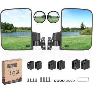 image:image10L0L Golf Cart Mirror No Drilling Side Mirrors with Blind Spot Mirrors Universal for Yamaha Club Car EZGO Folding Side Rear View Mirrors Adjustable 180 Degree HD GlassSide Mirrors  Blind Spot Mirrors