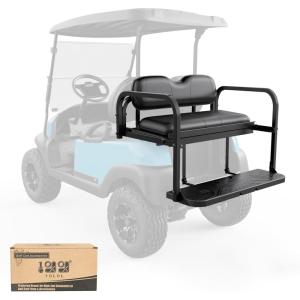 image:image10L0L Golf Cart Rear Seat Kit for Club Car PrecedentTempoOnward 2004Up  Back Flip Seat with HighDensity Foam Cushions  Fold Down Rear Seat  Includes Free 4 Passenger Golf Cart Cargo NetBlack Cushions