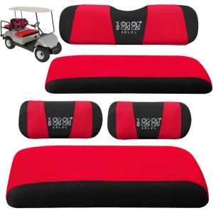 image:image10L0L Golf Cart Front amp Rear Seat Covers Full Set for Yamaha G2 G8 G9 G11 G14 G16 G19 G20 G21 G22 amp Club Car DS Pre2000 Tomberlin Emerge E2 EZGO Marathon Fits 4 Passenger Seat Golf CartRedBlack