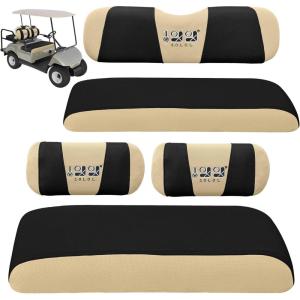 image:image10L0L Golf Cart Front amp Rear Seat Covers Full Set for Yamaha G2 G8 G9 G11 G14 G16 G19 G20 G21 G22 amp Club Car DS Pre2000 Tomberlin Emerge E2 EZGO Marathon Fits 4 Passenger Seat Golf CartBeigeBlack