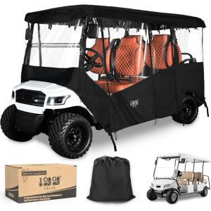 image:image10L0L Golf Cart Enclosures Fits 6 Passenger Golf Cart Rain Cover 600D Waterproof Driving Enclosure with Clear PVC Windshield for Extended Roof Golf642 Seats for 122L